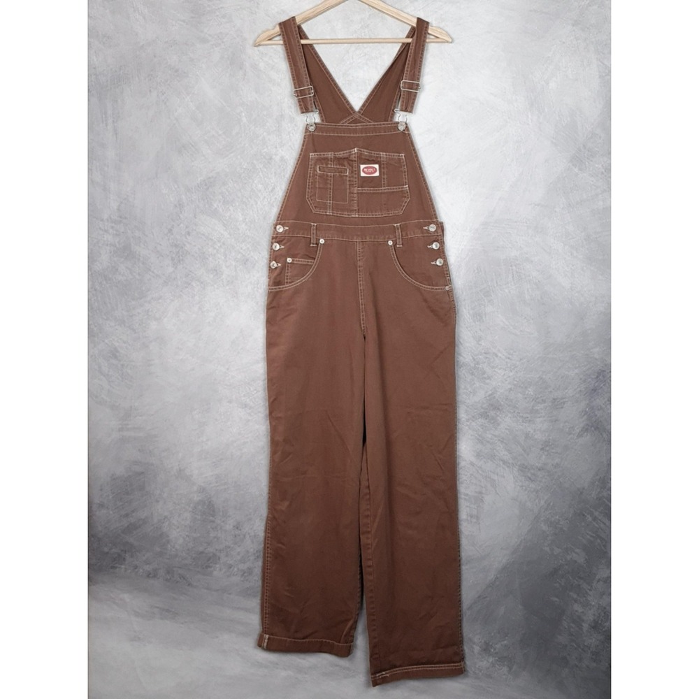 Vintage Revolt Overalls Womens Medium Brown Twill Utility Workwear Hong Kong 90s